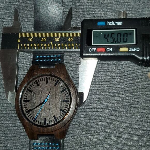 Engraved Back Natural Wood Watch Leather Band - Picture 8 of 9